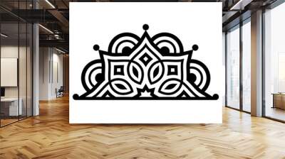 Indian half mandala vector pattenr, geometric black design perfect for greeting card or wedding invitation
 Wall mural