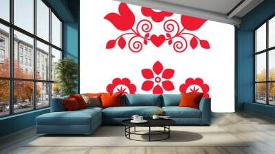 Polish traditional folk art vector design elements with flowers perfect for greeting card or wedding invitation Wall mural