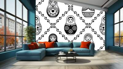 Russian nesting doll vector seamless pattern, repetitive design inpisred by Matryoshka dolls from Russia   Wall mural