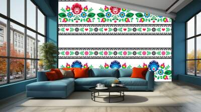 seamless polish folk pattern with flowers Wall mural