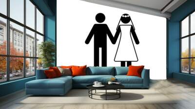 Marriage Concept Icon with Man and Woman Wall mural