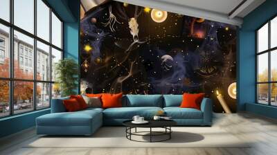 atmospheric mystical background with various elements of isotericism, magic, and witchcraft Wall mural