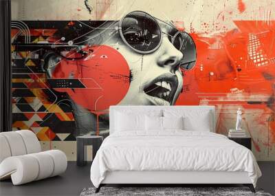 pop collage illustration Abstract creative retro but contemporary pop art collage concept Generative AI Wall mural