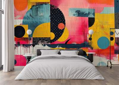 pop collage illustration Abstract creative retro but contemporary pop art collage concept Generative AI Wall mural