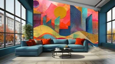 pop collage illustration Abstract creative retro but contemporary pop art collage concept Generative AI Wall mural