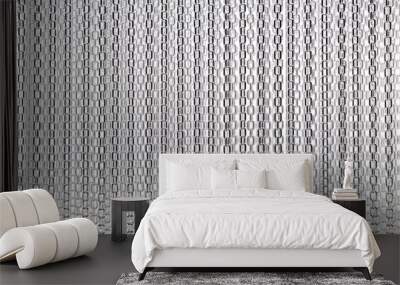 A curtain of shiny chains on a white background. 3d render. Wall mural