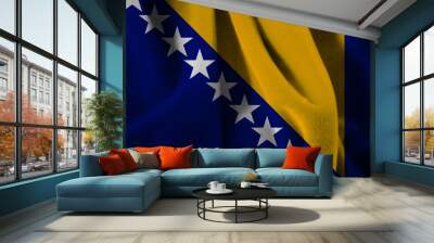 Flag of Bosnia and Herzegovina with on velvet fabric Wall mural