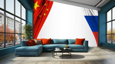 Flag of China and Russia with theater effect. 3D illustration Wall mural