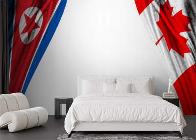 North Korea and Canada flag with theater effect. 3D illustration Wall mural