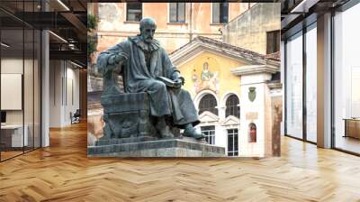 Statue of Bernardino Telesio, the ancient philosopher, located in Piazza XV marzo, Cosenza - Italy Wall mural