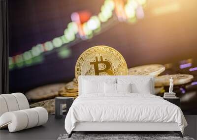 Bitcoin gold coin. Cryptocurrency concept. Wall mural