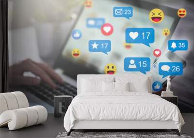 Social media concept. Wall mural