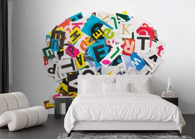 Speech bubble letters in cut out magazine. Wall mural