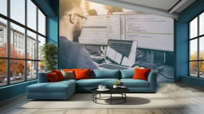 Website design. Developing programming and coding technologies. Wall mural