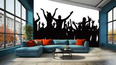 happy crowd people silhouette design. fun music party background. audience in concert. Wall mural