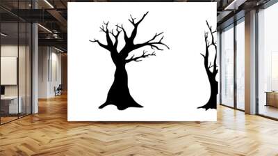 naked tree silhouette design. leafless plant illustration. nature vector background. Wall mural