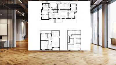 Architectural vector apartment floor plan Wall mural