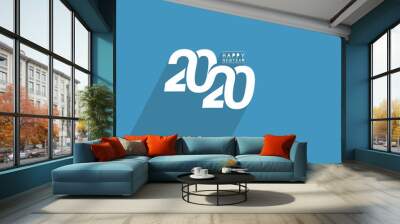 Happy New Year 2020 Text Typography Design Patter, Vector illustration. Wall mural