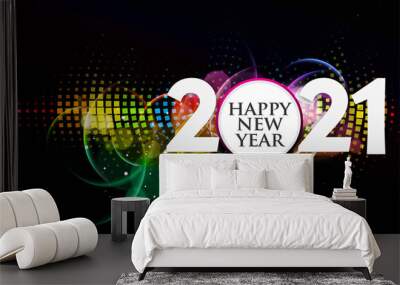 Happy New Year 2021 Text Typography Design Patter, Vector illustration. Wall mural