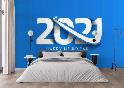 Happy New Year 2021 Text Typography Design Patter, Vector illustration. Wall mural