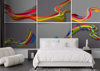 set of 3d abstract wave line poster with space of your text. Wall mural