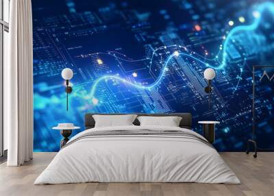 Abstract Financial Data with Digital Growth Curve Wall mural