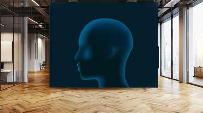 3D head icon. Abstract digital human head. Human head silhouette. Technology and robotics concept Minimalistic design for business presentations Wall mural