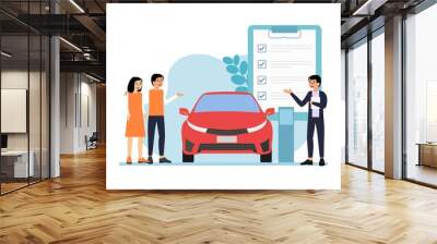 Car Dealer Showroom Flat Illustration Wall mural