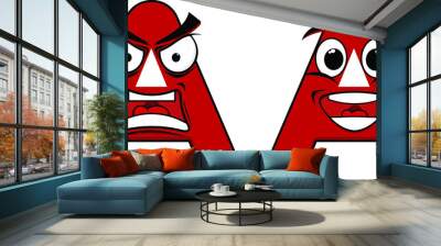 Letter A with Angry and Happy character set flat Wall mural