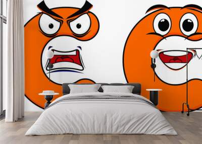 Letter C with Angry and Happy character set flat Wall mural