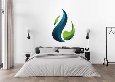 vector logo green energy oil fire flame Wall mural