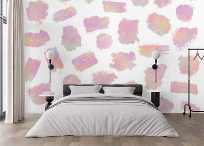 set of different brushes shapes with unicorn pink pastel colors Wall mural