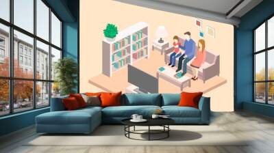 isometric interior of a living room Wall mural