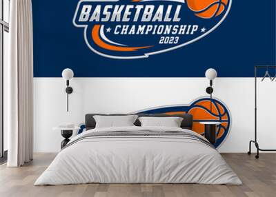 Basketball sport logo design vector illustration Wall mural