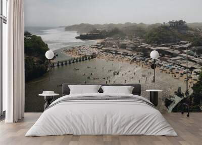 Aerial view of Drini Beach in Gunungkidul, Yogyakarta, Indonesia. Wall mural