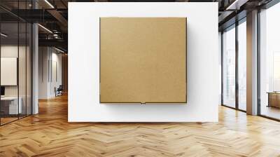 top view of empty eco friendly packaging closed pizza delivery food cardboard kraft paper square box realistic mockup template isolated 3d render illustration Wall mural