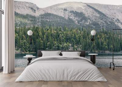 Green mountains in Colorado. Snow peaks in the mountains Wall mural