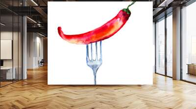 Red hot chili peppers on the fork Wall mural