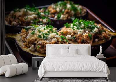 vegetarian stuff eggplant with quinoa Wall mural