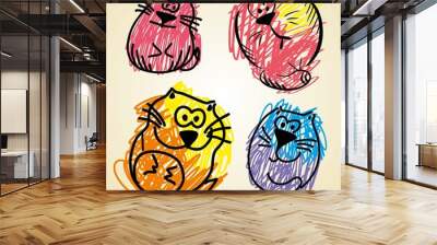 funny graphic cat. vector Wall mural