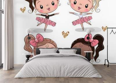 Cartoon Ballerina on a white background Wall mural