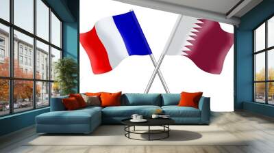 3D illustration flags of France and Qatar isolated on a white background  Wall mural