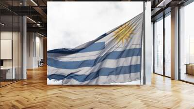 Uruguay flag waving with sky background Wall mural