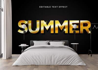 Gold 3D Summer Shine Editable Text Effect, Editable Font Style Theme Wall mural