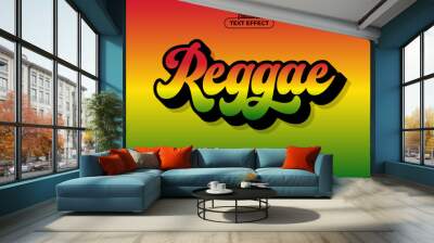 Reggae Gradient 3D Vintage Editable Text Effect Template Style Premium Vector Wall mural