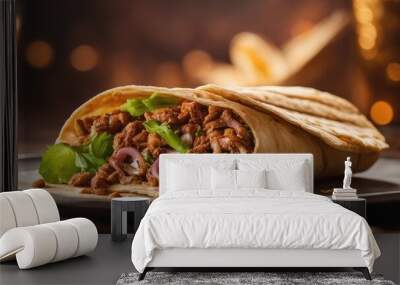 Authentic Shawarma Delights, sandwich, food photography,  Wall mural