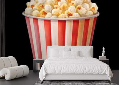 a cup of popcorn graphic illustration on white background Wall mural