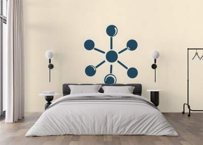 A Simple Blue Network Diagram with Six Nodes and Lines Wall mural