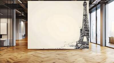 A sketch of the Eiffel Tower with a grungeinspired background Wall mural