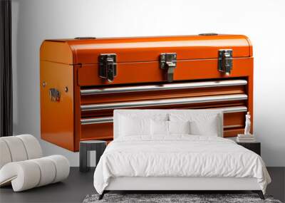 A vibrant orange toolbox with two drawers on top, ready for creative projects Wall mural